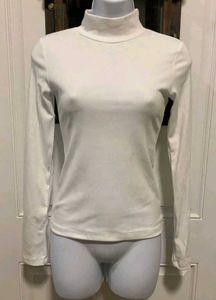 White Turtleneck Long Sleeve Top