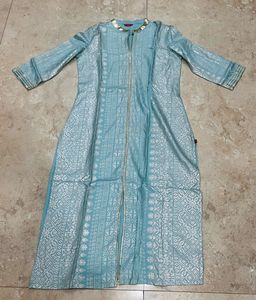 Glittery Sky Blue Ethnic Kurta