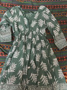 green midi short kurti