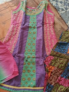 Colorful Embellished full Kurta Set