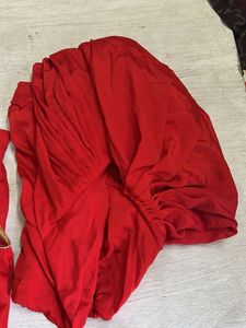 Vibrant Red Ethnic Patiala   Suit with Phulkari Du
