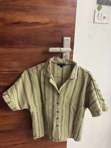 Striped Button-Up Cropped Top