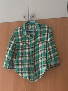 Green Plaid Button-Up Shirt