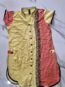 Stylish Yellow &amp; Peach Kurta
