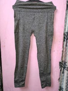 Grey Marled Leggings with Pockets