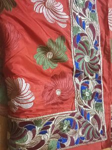 Red Embroidered Saree
