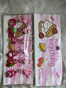 Cute Strawberry Bear Keychain Set