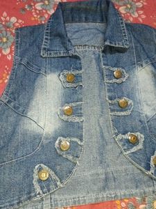 Stylish Striped Top &amp; Denim Vest Set