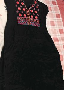 Embroidered Black Kurta