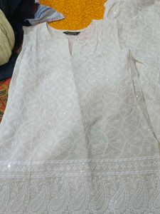 Elegance Off-White Embroidered Straight Kurta with