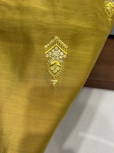 Elegant Yellow Embroidered material use to dresse