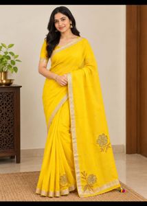 Vibrant Yellow Embellished Saree