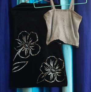 Floral Velvet Dress &amp; Top Set