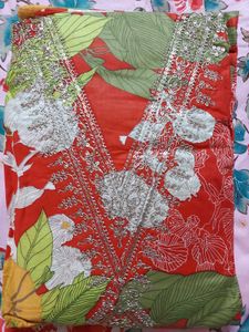 Vibrant Floral Kurta Set with Dupatta(unstitched)