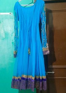 Stunning peacock Blue Embellished anarkali frock