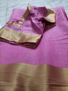 Baby Pink Mix Cotton Saree