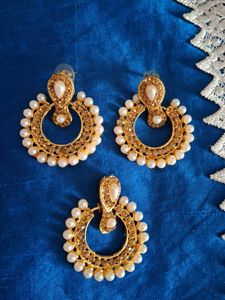 Designer Pearl &amp; Stone Earrings