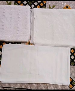 White Color Silken Dress Material Self Embroidery