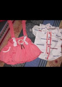 Cute Pink Dress and White Top Set