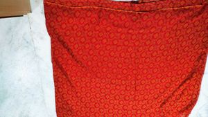 Red Saree with Golden Print