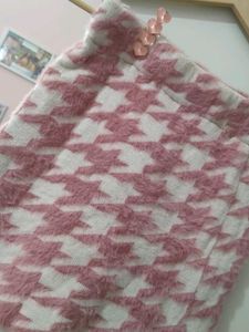 Pink Houndstooth Fluffy Skirt