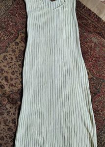 Classy Cream Ribbed Bodycon Dress 🤍