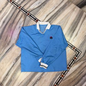 Blue Long Sleeve Collared Top