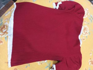 Ribbed Puff Sleeve Square Neck Top