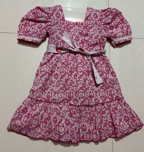 Pink Floral Print Dress