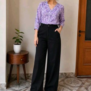 Chic Black Wide Leg Trousers