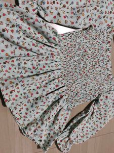 Floral Smocked Square Neck Top