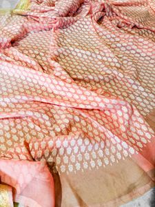 100% Pure silk peach Khaddi Georgette