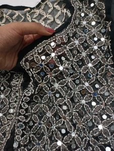 Mirrorwork Black Short Kurti