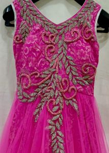 Silk And Net Pink Gown