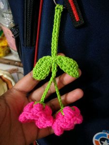 Handmade Crochet Cherry Keychain