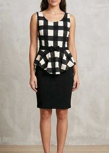 Black & White Gingham Peplum Dress