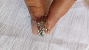 Elegant Silver Tone Ring with Stones