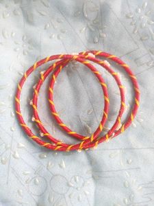 Red &amp; Yellow Striped Bangles