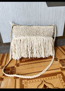 Boho Macrame Fringe Crossbody Bag