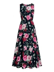 Floral Printed Sleeveless Maxi Dress