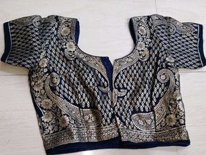 Beautiful Cyan Brocade Blouse WITH BLOUS