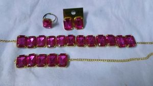 Rani dark pink stone gold Plated Combo Choker Set