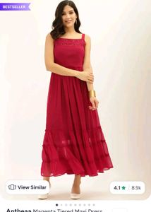 Elegant Ruffled Fuchsia Gown
