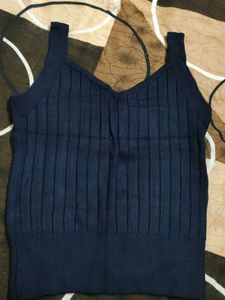 Navy Blue Ribbed Tank Top