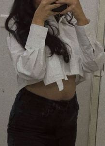 Chic White Cropped Button-Up Shirt