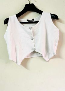 Chic White Vest &amp; Wide-Leg Pants Set