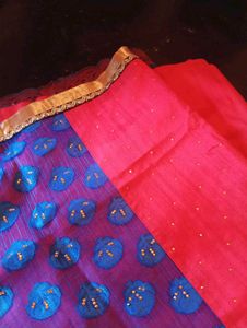 Blue and Red Festive Saree