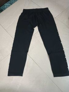 Black Leggings with Pearl Embellishments