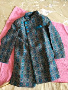 Self Design Sherwani With Jodhpuri Breeched green