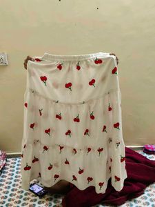Cute Cherry Print Tiered Skirt